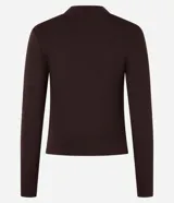 Blusa negra de rib de viscosa sostenible, con cuello alto y mangas largas.