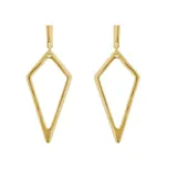 Aros colgantes con forma de flecha, bañados en oro de 24k.