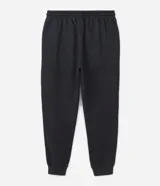 Pantalón deportivo de corte jogger, color negro, con cintura elástica ajustable mediante cordón, bolsillos laterales y puños acanalados en los tobillos. Confeccionado en tejido de algodón con interior felpudo.