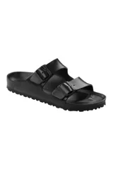 Sandalias Birkenstock Arizona Eva, color negro, con dos correas ajustables con hebilla y plantilla anatómica. Fabricadas en goma Eva, impermeables y ultraligeras.