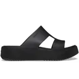 Sandalias de plataforma Crocs modelo Getaway Platform H-Strap, color negro, con diseño de tira en H y suela elevada.