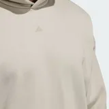 Hoodie de básquet con capucha Adidas de corte holgado y diseño liso, color gris, con puños y dobladillo acanalados. Incorpora el logo pequeño de la marca bordado en el pecho.