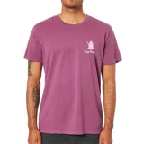 Remera lila de manga corta con cuello redondo y estampado de una piña con un trago y la frase "Easy Does it" en el pecho.