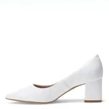 Zapato de tacón medio Bottero, color blanco, con punta fina y diseño clásico de corte cerrado.