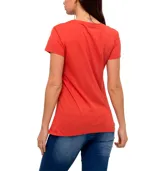 Remera color ladrillo con estampado blanco en el frente con el texto "Property of Operation Deep Freeze Antarctica Powered by Caterpillar".