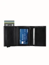 Billetera tarjetero Terrano R203 de cuero sintético marrón, con mecanismo de acceso rápido a tarjetas y tecnología de bloqueo RFID.