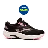 Championes deportivos Joma Speed Lady 2401, color negro con detalles en rosa y blanco. Diseñados para running y training, con capellada de malla jacquard, ajuste termosellado Joma Sportech y suela de caucho Durability.