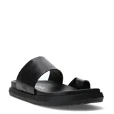 Sandalias planas Miss Carol modelo Rupia, color negro, con tira ancha sobre el empeine y presilla para el dedo pulgar.