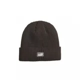 Gorro de lana negro con logo de Puma en etiqueta cosida en el frente.