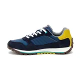 Championes Caterpillar Trigen Mesh en color azul, con detalles en amarillo, blanco y turquesa. Combinan ante, ante revestido y malla, con suela exterior de goma resistente y entresuela de EVA ligera.