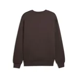 Buzo de cuello redondo color chocolate, con corte relajado y logo de la marca bordado en el pecho.