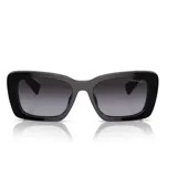 Lentes de sol Miu Miu modelo 07Y con armazón rectangular de acetato color negro y cristales degradados oscuros.