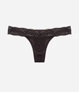 Bombacha tipo bikini de microfibra negra con detalles de encaje en la cintura. Diseño liso y anatómico con acabado delicado.