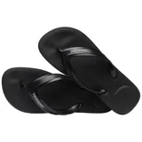 Ojotas Havaianas Top Max Comfort color negro con logo blanco en las tiras.