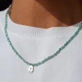 Collar de plata 925 con piedras de amazonita turquesa y dije de hamsa de plata 925.