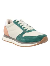 Championes casuales Hush Puppies modelo Bliss Sun, con diseño de paneles en colores verde, beige y salmón. Presentan cierre con cordones, suela con tecnología memory foam y base de goma dentada.