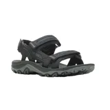 Sandalias Merrell modelo Huntington Sport, color gris oscuro, con suela dentada y tiras ajustables con velcro.