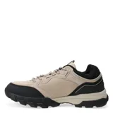 Championes de trekking Topper modelo Grove, con diseño robusto en combinación de colores beige y negro. Presentan capellada de malla y refuerzos sintéticos, cordones jaspeados y suela de goma con relieve para mayor tracción.