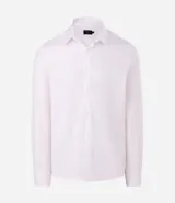 Camisa de vestir masculina de corte slim, color beige, con cuello estructurado, manga larga y cierre frontal con botones. Confeccionada con tecnología easy care para un secado rápido y menor necesidad de planchado.