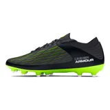 Championes de fútbol Under Armour Magnetico Pro 4 FG, color negro con detalles en verde neón. Presentan tecnología UA Clone en la parte superior para un ajuste personalizado, impresión 3D para mayor control y suela con tacos cónicos de TPU para agilidad en todas las direcciones.