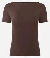 Blusa Cortelle de poliamida color blanco, de corte regular, manga corta y escote bote.