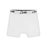 Boxer blanco con cintura elástica negra con el logo de la marca Corteiz en blanco.