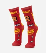 Par de medias rojas de caña media con diseño del Rayo McQueen.