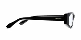 Lentes blueblocker con armazón negro de diseño rectangular y estilo futurista, con protección contra luz azul y rayos UV400.
