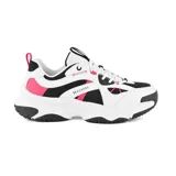 Championes Skechers Moonhiker de mujer, estilo deportivo urbano de montaña, color blanco con detalles en negro y rosa.