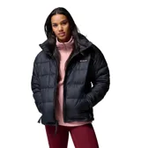 Campera puffer Columbia modelo Pike Lake, color negro, con tecnología termorreflectante Omni-Heat y tejido repelente Omni-Shield. Cuenta con cierre frontal bidireccional, cuello alto con protección de barbilla, bolsillos laterales con cierre, bolsillo interior de seguridad, puños elásticos y dobladillo ajustable con cordón.