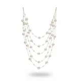 Collar de varias vueltas compuesto por cadenas finas doradas intercaladas con perlas de distintos tamaños. Cuenta con cierre de mosquetón y cadena de alargue.