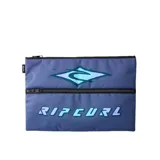 Cartuchera Rip Curl color azul con doble compartimento con cierre y estampado gráfico de la marca en tonos celestes y oscuros.