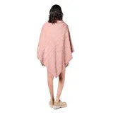 Poncho de textura suave y diseño acanalado en color rosado, con corte amplio y holgado.