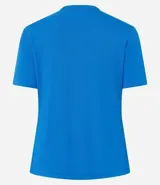 Blusa básica color mostaza, con escote redondo y manga corta.