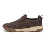 Zapatillas slip-on Caterpillar modelo Hex Ready, color marrón oscuro. Presentan un diseño moderno sin cordones con capellada de cuero nubuck, entresuela de EVA en tono beige y suela de goma con tecnología de tracción hexagonal.