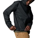 Campera impermeable Columbia Hikebound II de color negro, con capucha ajustable, cierre frontal y bolsillos con cremallera. Incluye el logo de la marca bordado en el pecho.