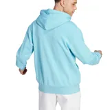 Canguro Adidas Essentials French Terry celeste con capucha, logo estampado en el pecho y bolsillo tipo canguro.