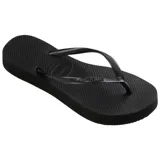 Ojotas Havaianas modelo Slim, color rosado, con tiras finas y suela con textura antideslizante.