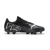 Championes de fútbol Puma Future 7 Play FG/AG, color negro con detalles en blanco, con tecnología Dynamic Motion System para mayor soporte y agilidad. Apto para superficies firmes y césped artificial.