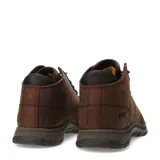 Botas de caña media Caterpillar modelo Science Mid, confeccionadas en cuero nobuck color marrón oscuro. Presentan cierre con cordones, suela de goma resistente y logo de la marca grabado en el lateral y la lengüeta.