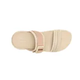 Sandalias Merrell District 4 Recast color beige con doble tira de ajuste y hebilla. Suela de goma EVA para mayor comodidad y agarre.