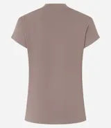 Blusa de punto color celeste, con cuello alto, manga corta y malla texturizada.