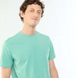 Remera de algodón verde menta con cuello redondo y mangas cortas, de corte estándar.