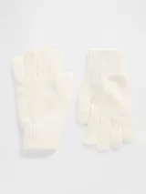 Guantes de punto color marfil con puño acanalado.