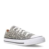 Championes urbanos Converse Chuck Taylor All Star OX con estampado animal print de leopardo, suela de goma blanca y cordones blancos.