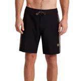 Short de baño negro con cordón ajustable en la cintura y detalles estampados en los laterales.
