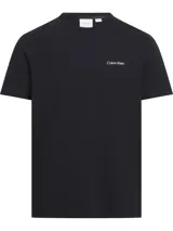 Remera negra de manga corta y cuello redondo, con logo de Calvin Klein estampado en el pecho.