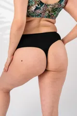 Culotteless negro de tiro bajo, forrado en su interior delantero, confeccionado con tela que contiene fibra LYCRA® XTRA LIFE™.