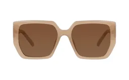 Lentes de sol con armazón cuadrado de acetato en color beige y cristales marrones.
