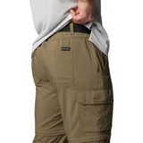 Pantalón cargo convertible color verde militar, de secado rápido, con múltiples bolsillos y perneras desmontables con cierre para transformarse en shorts.